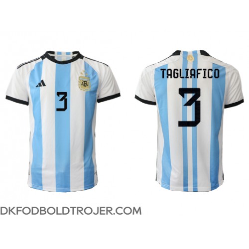 Billige Argentina Nicolas Tagliafico #3 Hjemmebane Fodboldtrøjer VM 2022 Kortærmet